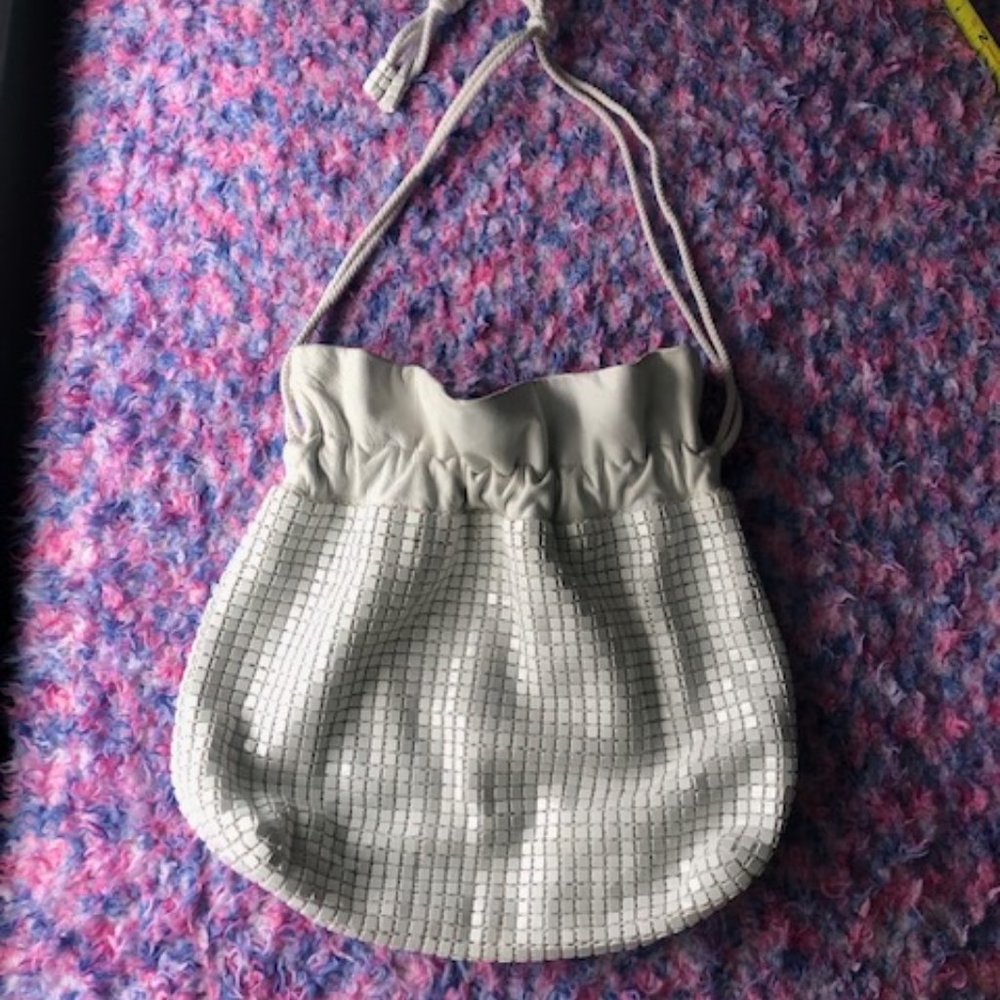 Off-white leather vintage Romani bucket bag